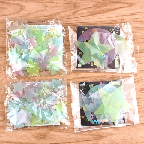 Pegatinas De Pared Luminosas Estrellas Y Luna Plástico Fluorescente DIY Decoración Techo Para Dormitorio Infantil