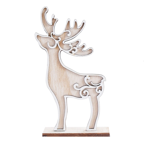 Décoration Noël Bois Acrylique Renne Ange Sapin Style Nordique Découpe Laser Décoration Table Festive Naturel Blanc