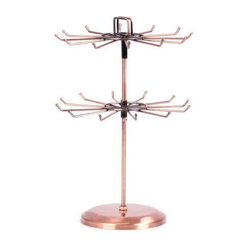 Vintage Metal Jewelry Display Stand Rotatable Multi Tier Necklace Bracelet Organizer Holder Rack Desktop Decorative