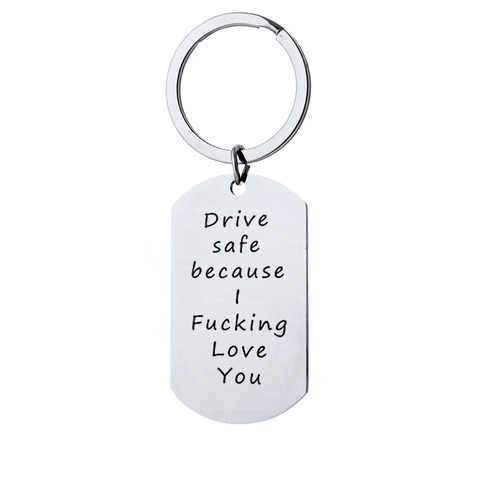 Schlüsselanhänger Edelstahl Mit Gravur Drive Safe Anhänger Schlüsselring Für Paare Autoschlüssel Minimalistischer Metallschmuck Geschenk