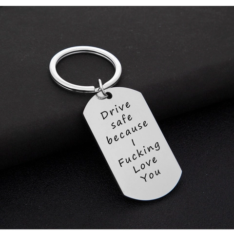 Schlüsselanhänger Edelstahl Mit Gravur Drive Safe Anhänger Schlüsselring Für Paare Autoschlüssel Minimalistischer Metallschmuck Geschenk