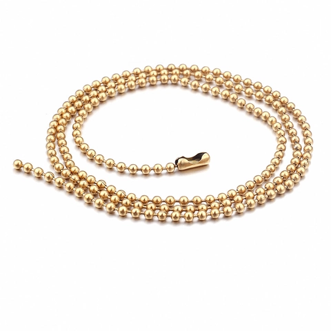 Collana Con Catena A Sfere In Acciaio Inossidabile Acciaio Al Titanio Perla Rotonda Liscia Accessorio Pendente Oro Nero Per Uomini Donne