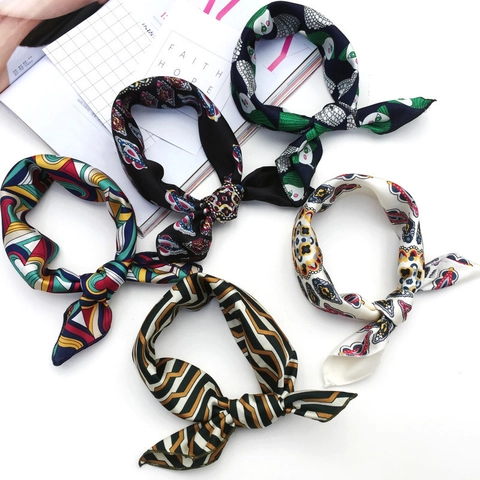 Elegante Foulard Quadrato Stampato Da Donna In Raso Di Raso Artificiale Fazzoletto Da Collo Per Ufficio Professionale Accessorio