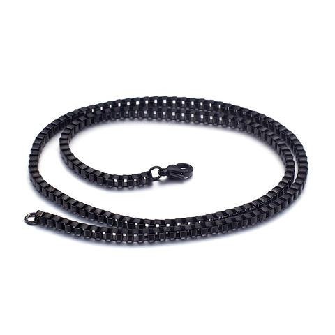 Collana A Catena Box In Acciaio Inossidabile Placcato Nero Minimalista Gioielli Con Catena A Maglie In Titanio Uomo Donna