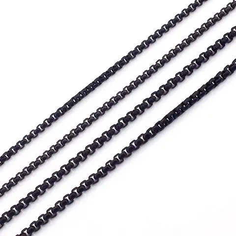 Men Stainless Steel Box Chain Necklace Minimalist Black Electroplated Clavicle Chain Jewelry Accessory