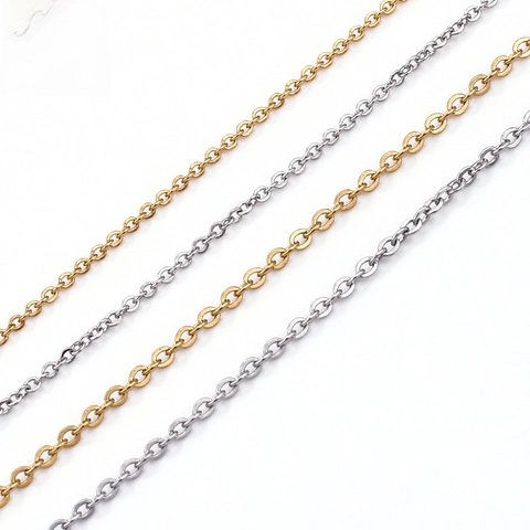 Collar De Cadena De Eslabones De Acero Inoxidable Minimalista Cadena Delgada En O Para Colgantes Creación De Joyas Clavícula