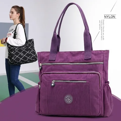 Frauen Große Kapazität Nylon Tragetasche Multi Tasche Wasserdicht Leichte Schulter Handtasche Für Reisen Pendeln