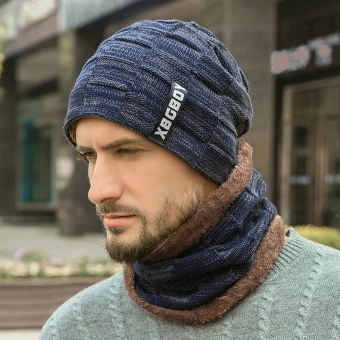 Winter Knit Beanie Hat And Neck Warmer Acrylic Fleece Lined Thick Warm Windproof Outdoor Casual Men Women Kids