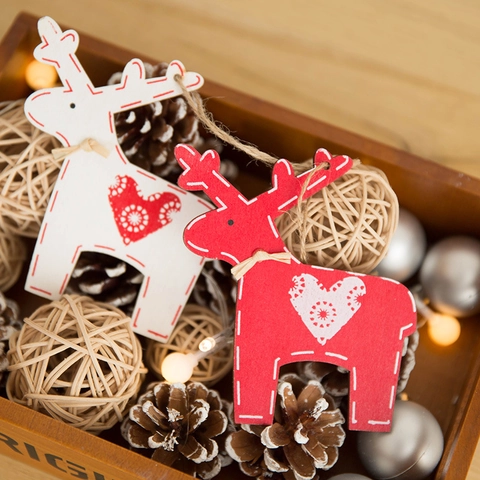 Ornamento Appeso Renna Di Natale In Legno Motivo Cuore Decorazione Albero Di Natale Rustico Nordico Casa