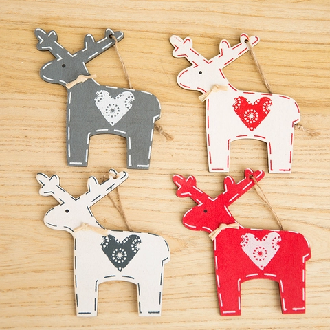 Ornamento Appeso Renna Di Natale In Legno Motivo Cuore Decorazione Albero Di Natale Rustico Nordico Casa