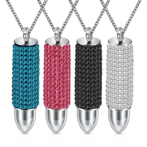 Collana Con Pendente A Proiettile Acciaio Inossidabile 304 Intarsiato Con Strass Gioielli Hip Hop Unisex Regalo