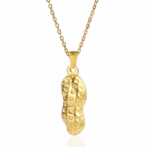 Collana Con Ciondolo Arachidi Creativa Placcata Oro 18K Acciaio Inossidabile Gioielli Realistici Regalo Di Moda Unico Per Uomo Donna