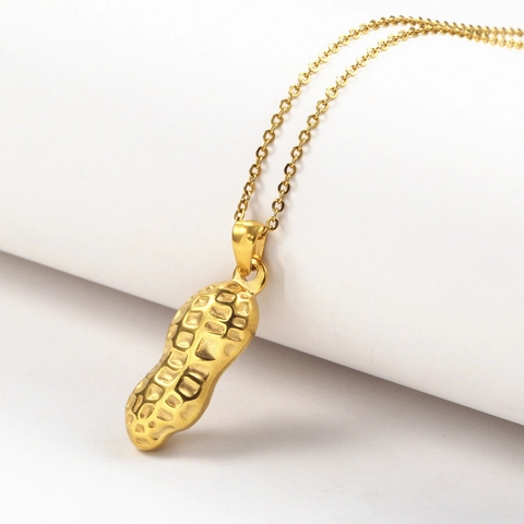 Collana Con Ciondolo Arachidi Creativa Placcata Oro 18K Acciaio Inossidabile Gioielli Realistici Regalo Di Moda Unico Per Uomo Donna