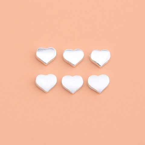 Perle A Cuore Argento Sterling 925 Spazzolato Lucido Perline Distanziatrici Per Creazione Gioielli Braccialetti Collane