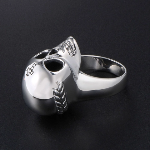 Anello Teschio Acciaio Inossidabile Gotico Punk Croce Retro Vintage Dominante Accessorio Uomo