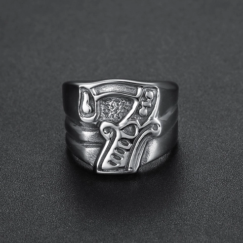 Anello In Acciaio Inossidabile Vintage Numero Fortunato 7 Gioielli Punk Gothic Per Uomo