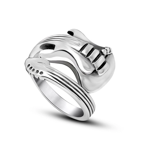 Anillo Chitarra Retrò Acciaio Inossidabile Stile Musica Punk Rock Gioielli Per Uomo E Donna
