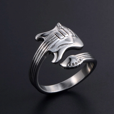 Anillo Chitarra Retrò Acciaio Inossidabile Stile Musica Punk Rock Gioielli Per Uomo E Donna