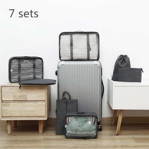 Travel Packing Organizer Luggage Storage Bag Cationic Oxford Fabric Mesh Waterproof Suitcase Clothes Shoes Laundry Toiletry Case
