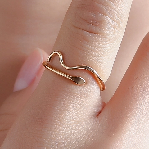 Anillo De Serpiente Minimalista De Cobre Ajustable Diseño Abierto Joyería De Moda Regalo Para Mujeres Niñas
