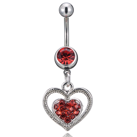 Anello Per Ombelico Pendente A Cuore Acciaio Inossidabile 316 Lega Strass Gioielli Per Piercing Corporeo Da Donna Moda