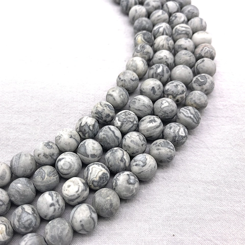 Perle Di Diaspro Mappa Naturale Perle Di Pietra Sciolte Tonde Trama Marmo Opaco Lucido Per Creazione Gioielli Bracciale Fai Da Te Collana
