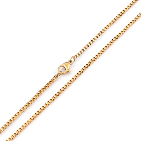 Collar De Cadena De Caja De Acero Inoxidable Chapado En Oro De 18K Punk Hip Hop Joyería Simple Mujeres