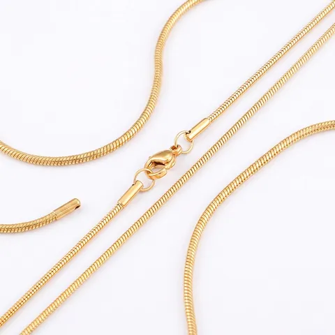 Snake Bone Chain Halskette Edelstahl Hochglanzpoliert Rundglied DIY Zubehör Für Damen Herren Schmuck Minimalist Karabinerverschluss