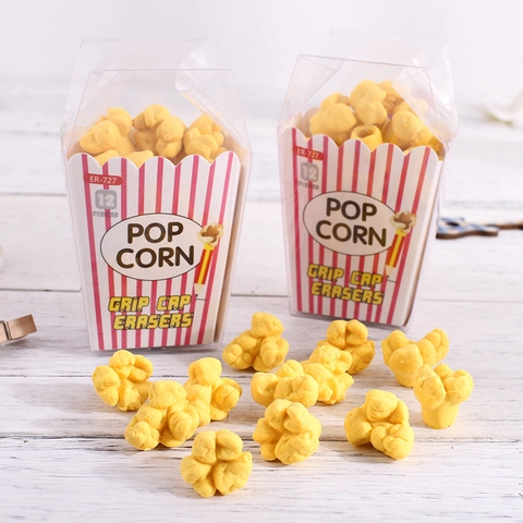 Gommes Capuchon De Crayon En Forme De Pop-corn Mignons Toppers De Crayon En Caoutchouc Fournitures Scolaires Correction Nouveauté