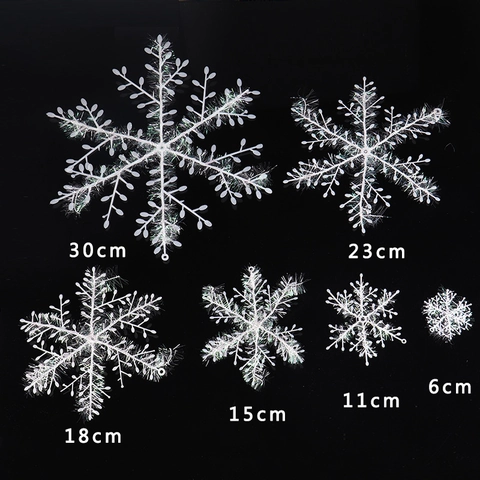 Christmas Snowflake Hanging Ornaments Iridescent Plastic Holiday Tree Decorations Sparkling White Winter Party Decor