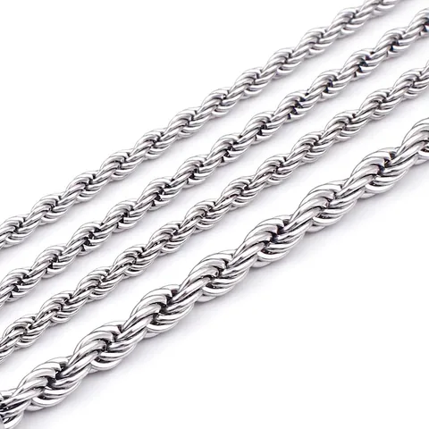 Rope Chain Necklace 316L Stainless Steel Thick Twist Link Heavy Duty Silver Color Jewelry For Men Women