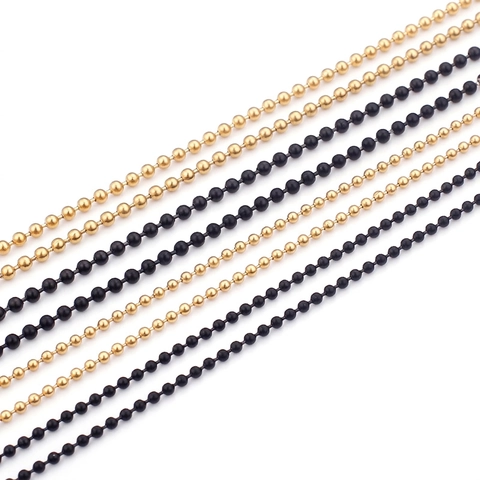 Collana Con Catena A Sfere In Acciaio Inossidabile Acciaio Al Titanio Perla Rotonda Liscia Accessorio Pendente Oro Nero Per Uomini Donne