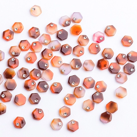 Ciondoli Per Nail Art Esagonali Motivo Marmo Pietra Resina Strass Intarsiato Decorazione Manicure Geometrica Professionale