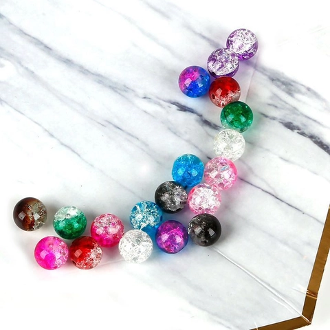 Perles De Verre Craquelées Rondes Pour La Fabrication De Bijoux DIY Bracelets Colliers Perles En Vrac Accessoire De Bricolage