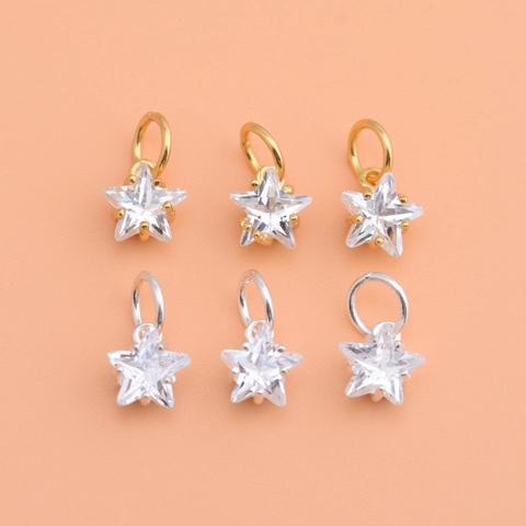 925 Sterlingsilber Mini Stern Anhänger Mit Zirkonia Fünfzackiger Stern DIY Schmuck Zubehör Für Halskette Armband Damen