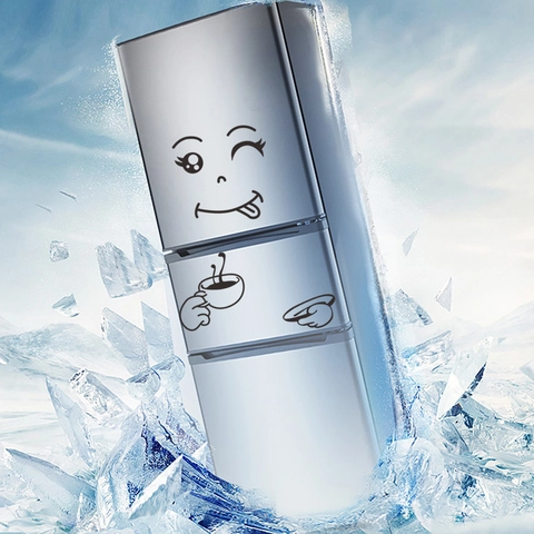 Cartoon Fridge Stickers PVC Waterproof Expression Decals For Kitchen Refrigerator Cabinet Window Decoration Modern Style