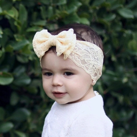 Double Layer Mesh Lace Bow Baby Headband Elastic Soft Turban For Toddler Girls Birthday Party Photography Hair Accessories