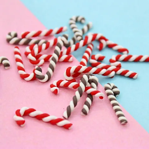 Weihnachten Mini Zuckerstange Anhänger Fimo Spirale Gedrehte Stäbe Für DIY Handyhülle Schleim Handwerk Festliches Zubehör