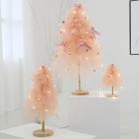 Weihnachtsbaum Tüll Netz Dekor Mit Holzsockel Und Led Lichter Traumhaft Stern Spitze Tisch Boden Ornament
