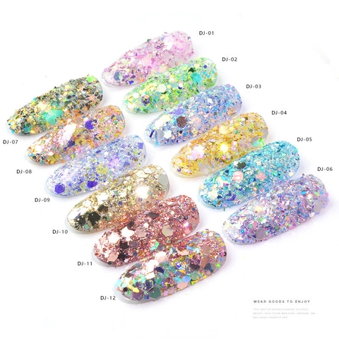 Colorful Nail Glitter Sequins Holographic Laser Hexagon Irregular Flakes For DIY Manicure Decoration Professional