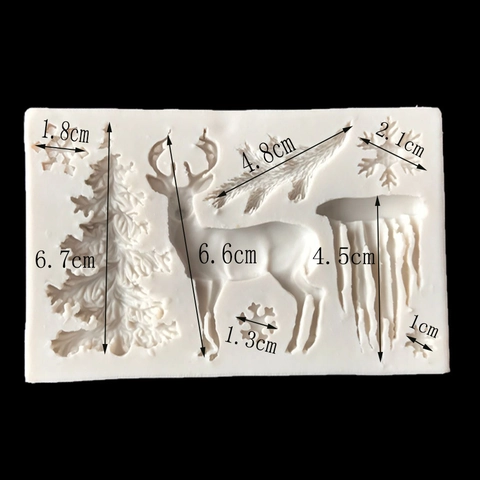 Molde De Silicona De Reno De Navidad Para Decoración De Pasteles De Fondant Hornear Bricolaje Copos De Nieve Rama De Pino Reutilizable Grado Alimenticio