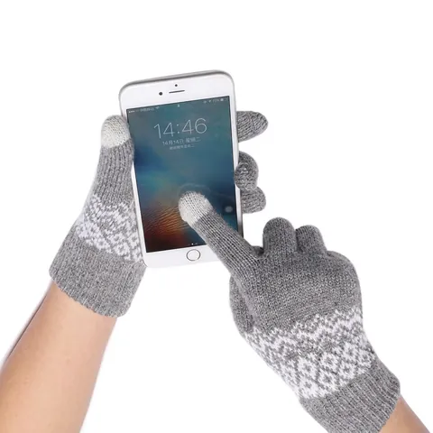 Guantes de Punto Cálidos de Invierno para Pantalla Táctil para Mujer Hombre Patrón Nórdico Forro de Felpa Térmica para Clima Frío