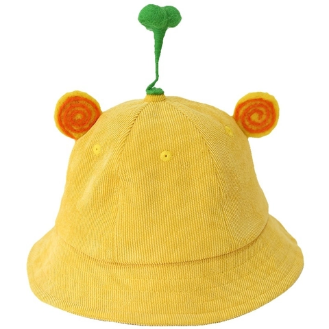 Toddler Kids Cartoon Bucket Hat Corduroy Sun Protection Fisherman Cap With Animal Decorations For Boys Girls