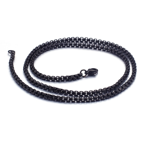 Men Stainless Steel Box Chain Necklace Minimalist Black Electroplated Clavicle Chain Jewelry Accessory
