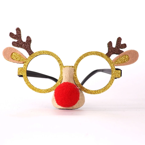 Montatura Per Occhiali Di Natale Corna Di Renna Con Naso Di Spugna Rosso Glitter Accessori Per Travestimento Festa Bambini