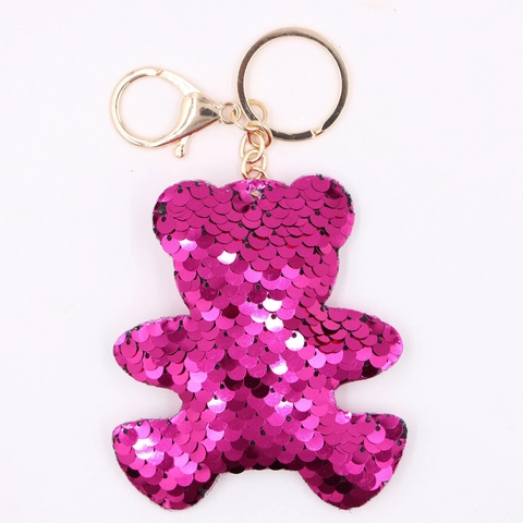 Llavero de Lentejuelas con Forma de Animal Oso Unicornio Estrella Corazón Reflectante Colgante de Bolso para Mujer Niña Accesorios