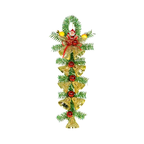 Kerst Dennennaald Bel String Deur Hanger Ornament Met Kerstman Pop En Rode Strik Feestelijke Woondecoratie