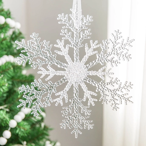 Ornamenti A Fiocco Di Neve Per Albero Di Natale Acrilico Trasparente Luccicante Pendente Appeso Decorazione Invernale