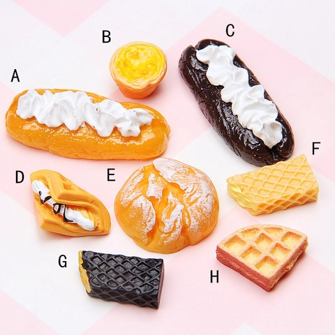 Miniatur Simulation Lebensmittel Harz Brot Keks Waffel DIY Handwerk Schmuckherstellung Zubehör Handyhülle Dekor Charm