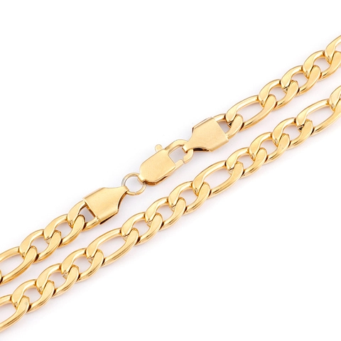 Collar De Cadena Figaro Acero Inoxidable 316L Chapado En Oro De 18K Hip Hop Minimalista Punk Para Hombre Mujer